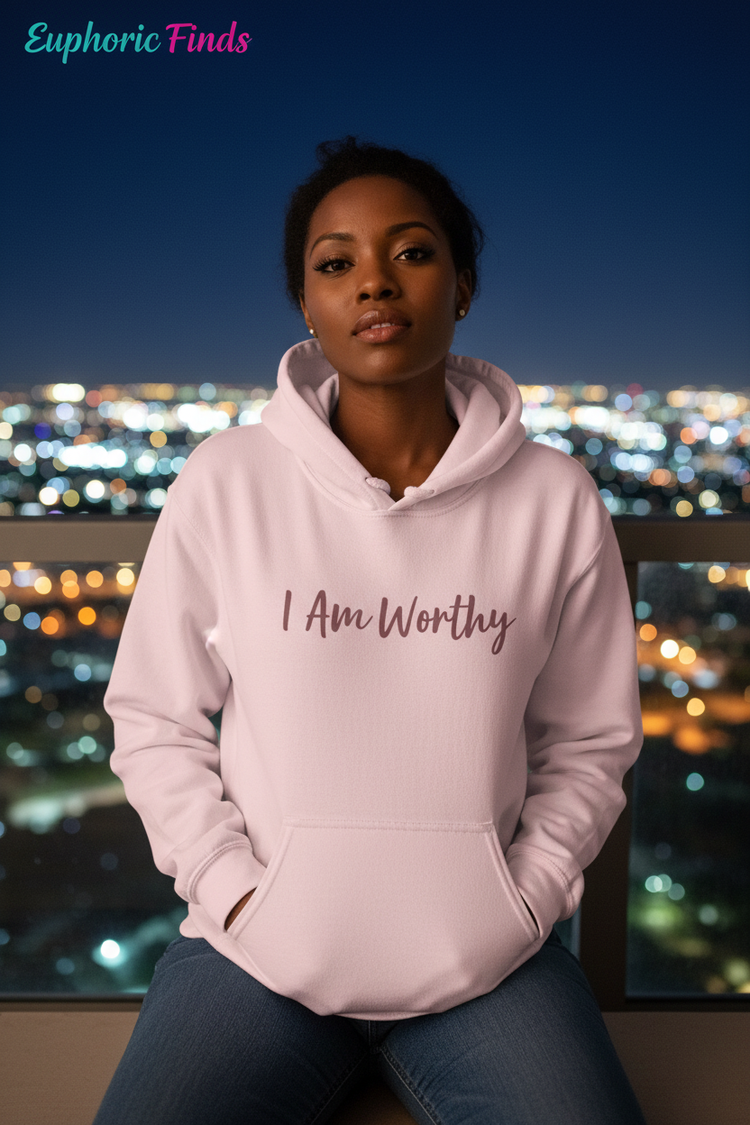 I Am Worthy Hoodie – Empowerment Hoodie for Women & Men Self-Love & Confidence Streetwear