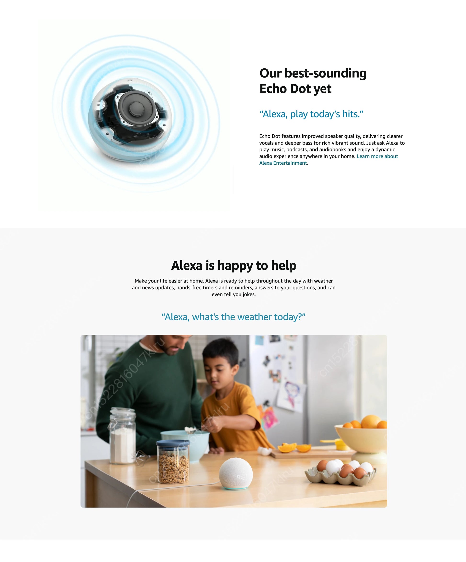 Compact Alexa Bluetooth and Wi-Fi smart speaker for smart home