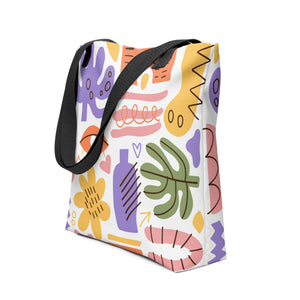 Colourful Abstract Canvas Tote Bag- Artistic Everyday Carryall