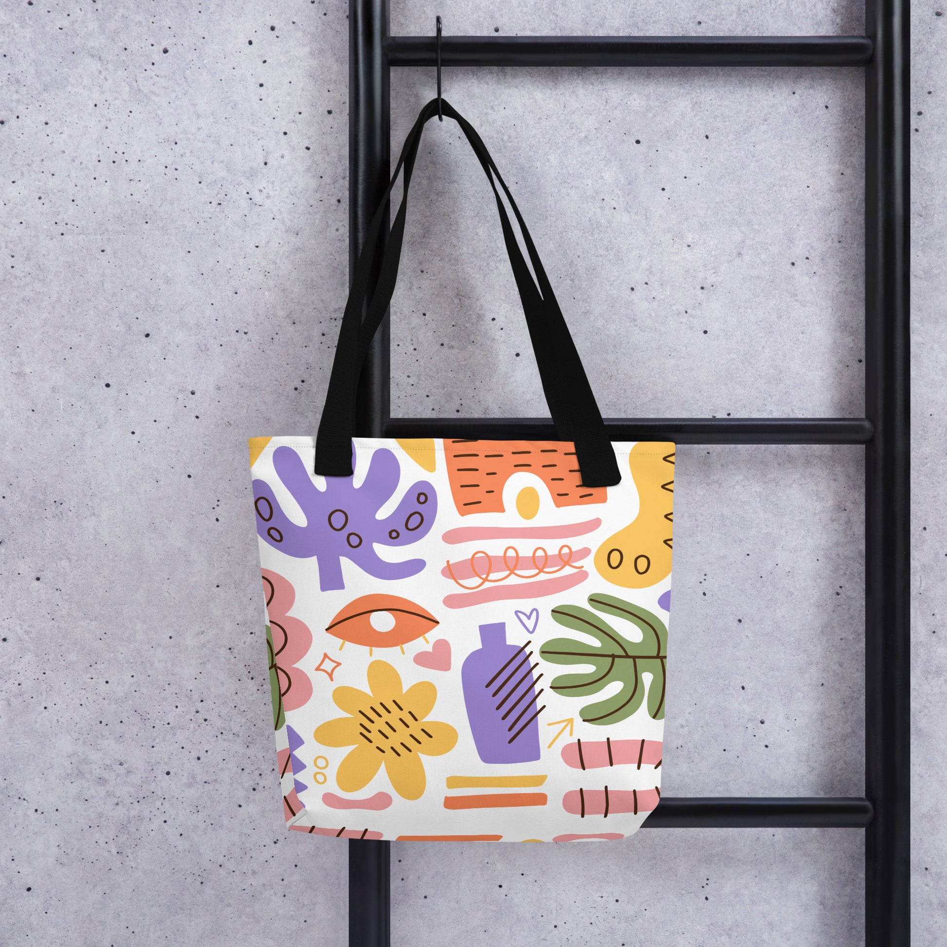 Colourful Abstract Canvas Tote Bag- Artistic Everyday Carryall