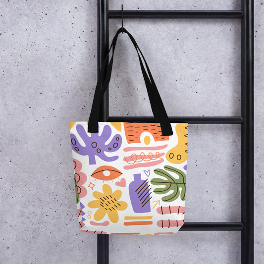 Colourful Abstract Canvas Tote Bag- Artistic Everyday Carryall