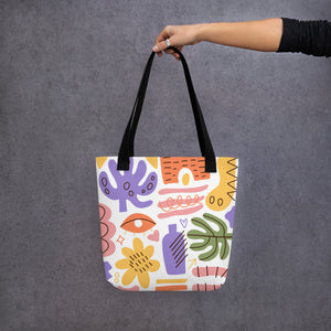 Colourful Abstract Canvas Tote Bag- Artistic Everyday Carryall