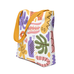 Colourful Abstract Canvas Tote Bag- Artistic Everyday Carryall