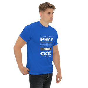 Pray Work Trust God Motivational T-Shirt